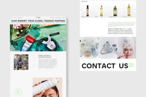 Mockup of an engaging static homepage design for a wholesale trading company.